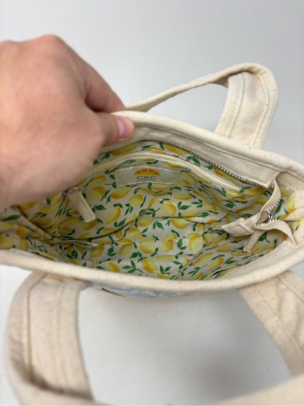 C&C California Capri Lemon Canvas Crossbody mini tote bag NWT - Picture 5 of 12